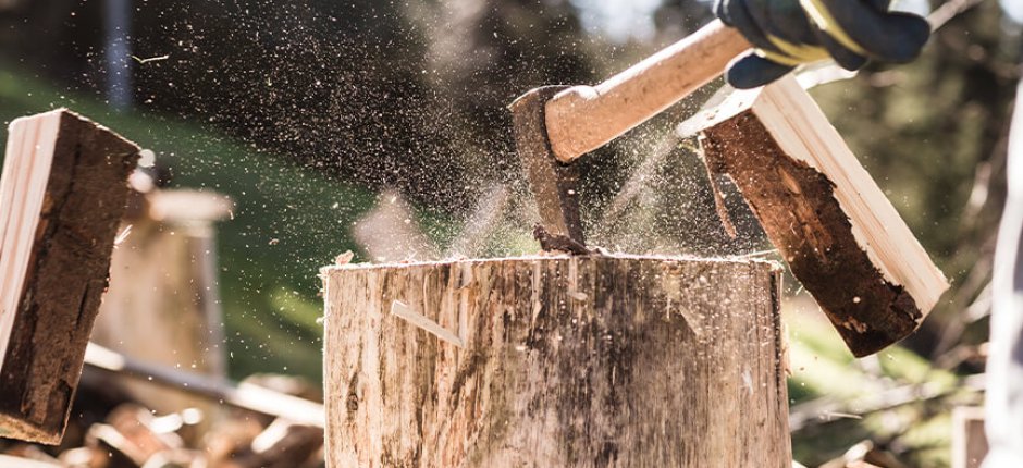Man chopping wood with an ax