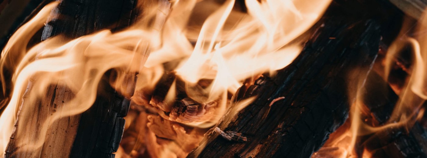 Flames in the fireplace